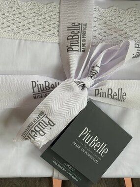 PiuBelle Portugal Crochet King Size Percale Cotton Sheet Set